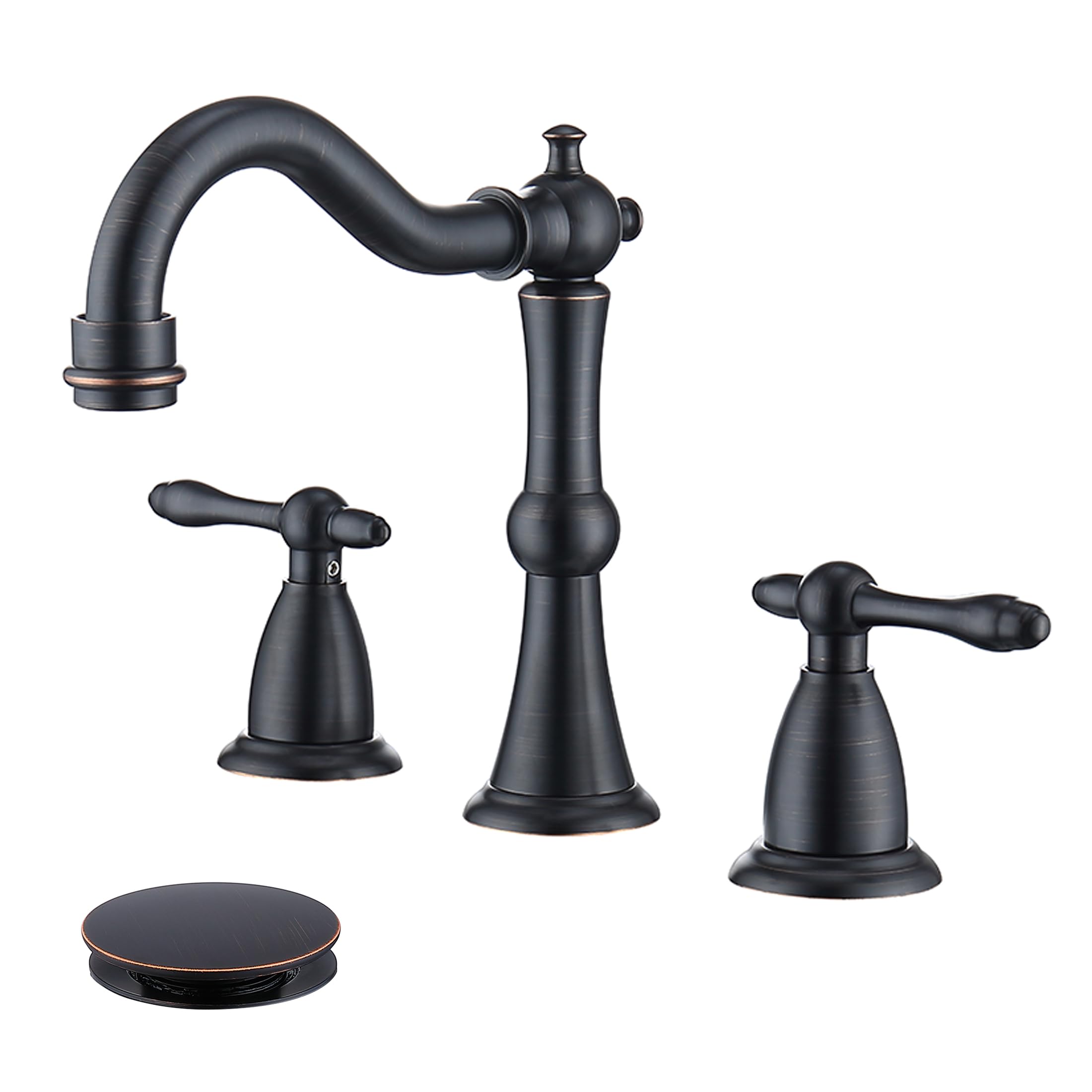 JXMMP Oil Rubbed Bronze Antique Bathroom Faucet 3 Hole, Widespread