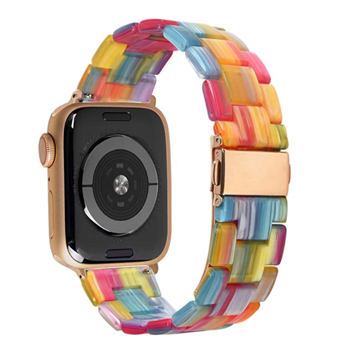 DEALELE Bands Compatible with Apple Watch 49mm 46mm 42mm 45mm 41mm 44mm 40mm 38mm, Colorful Resin Replacement Strap for iWatch Series 10/9 / 8/7 / 6/5 / 4/3 / Ultra/SE Women Men — view 2