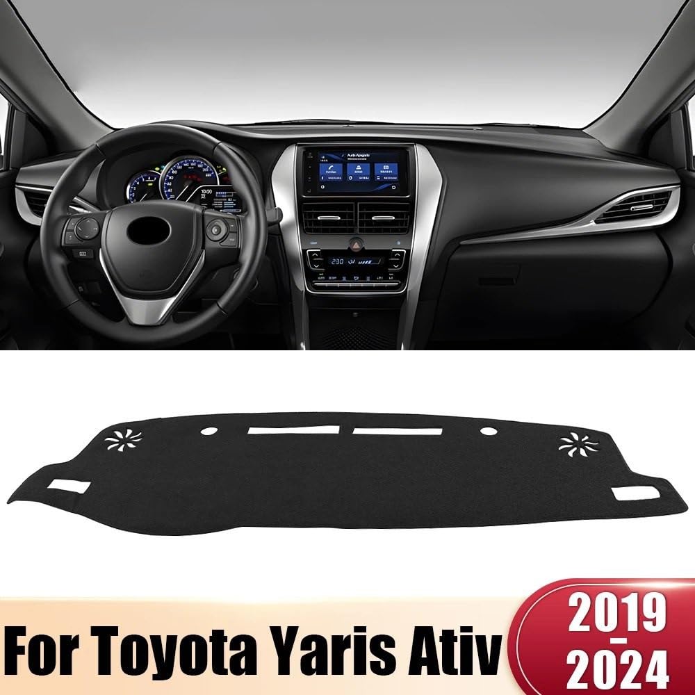 Pasuje do Toyoty Pasuje do Yaris Ativ 2019-2024 Pokrywa deski rozdzielczej samochodu Unikaj podświetlanej podkładki Osłona przeciwsłoneczna Maty(B LHD Brown)