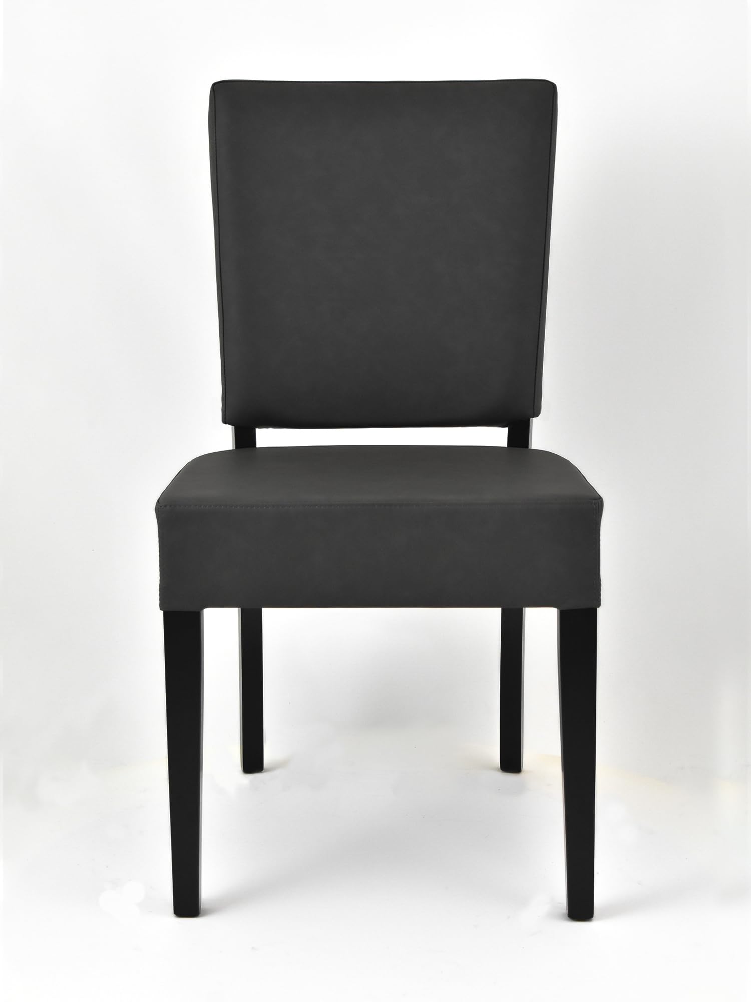 t m c s Tommychairs - Set 4 sedie modello Genny per cucina bar e sala da pranzo, robusta struttura in legno di faggio verniciata in antracite, imbottita e rivestita in finta pelle antracite