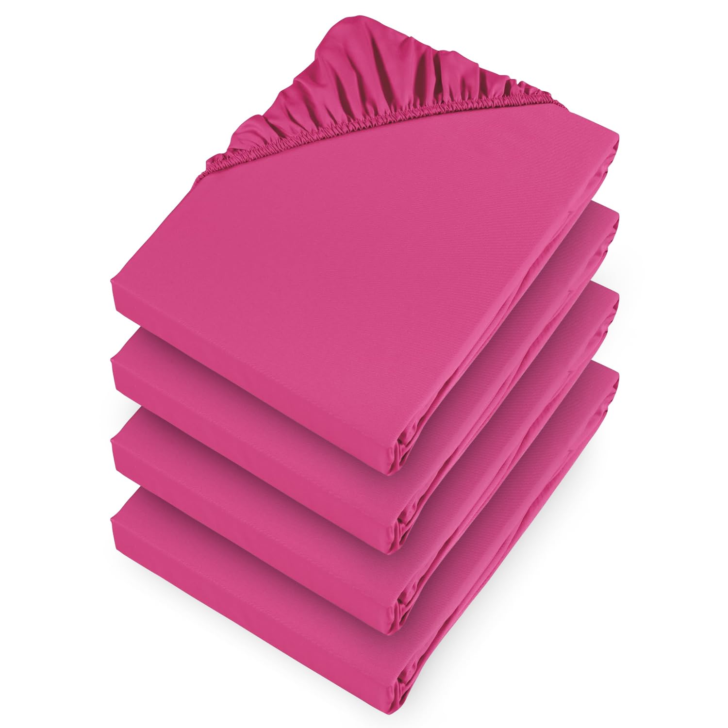 Aspire Homeware King Size Fitted Sheets 4 Pack 25 Cm Deep Pocket Hot Pink Bed Sheets - Soft & Breathable Fitted Bedsheet Brushed Microfiber Shrinkage and Fade Resistant Bottom Sheet