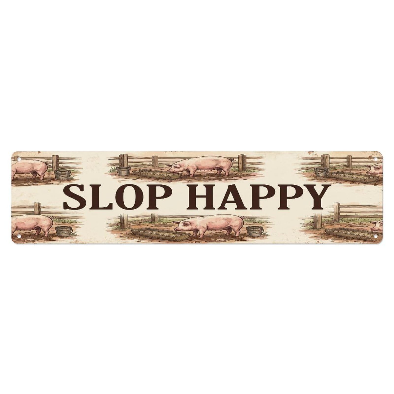 Xanthor Style Metal Tin Sign Vintage Pen Slop Pig Farmhouse Funny Pig Backyard Farm