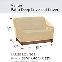 Vista 2 de Vailge Funda de sofá de patio profundo resistente, 100% impermeable, funda de sofá para exteriores, fundas grandes para muebles de patio con beige