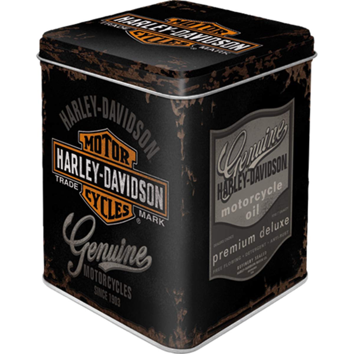 Nostalgic-Art Retro Tea Canister 100g Harley-Davidson - Genuine Logo - Gift Idea for Bikers - Loose Tea Bag Storage - Vintage Design