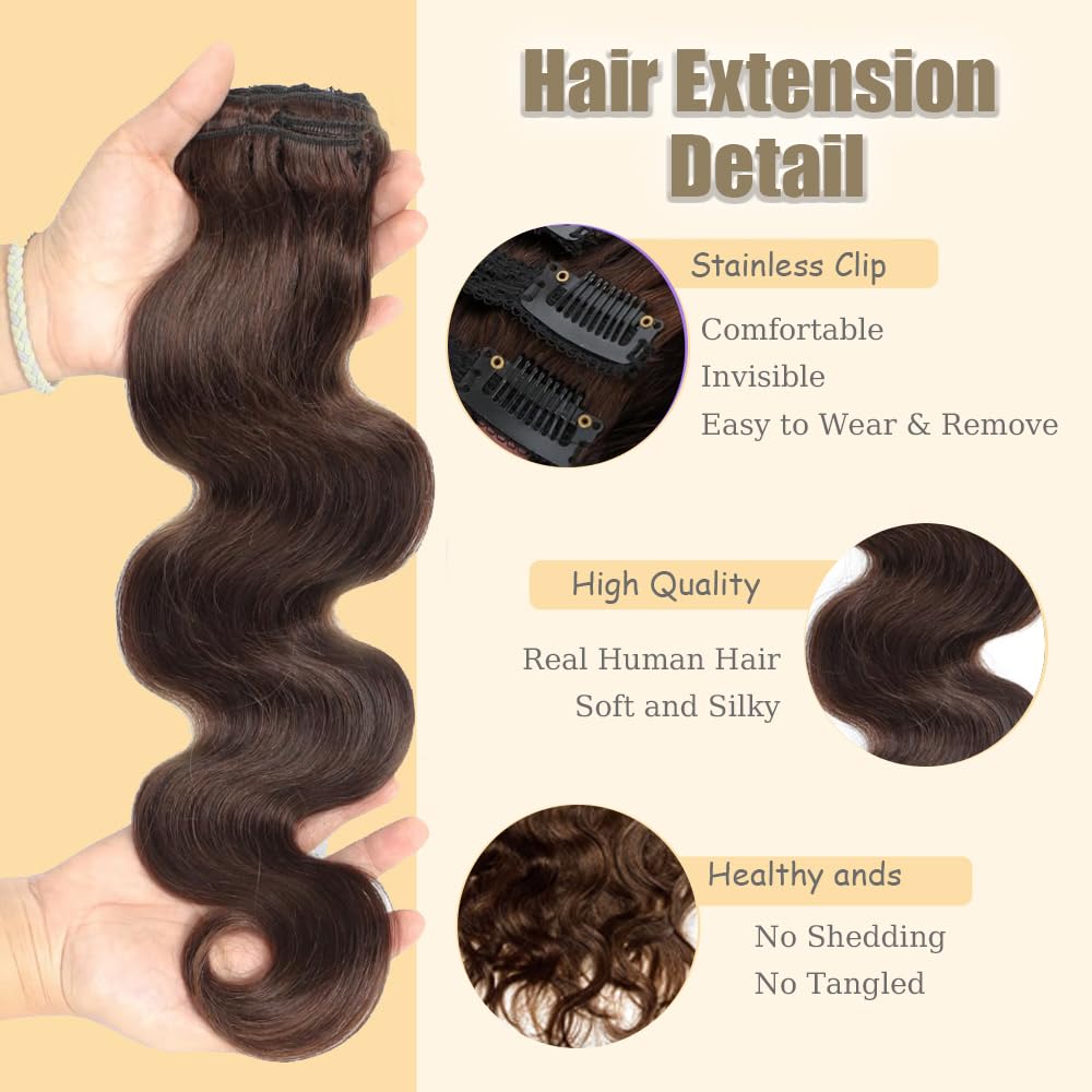 Body Wave Clip In Extensions Echthaar Perücke Damen Human Hair Extensions #4 Chocolate Brown Menschliches Haar Bundles With Minimal Shedding For Women 28 Inch