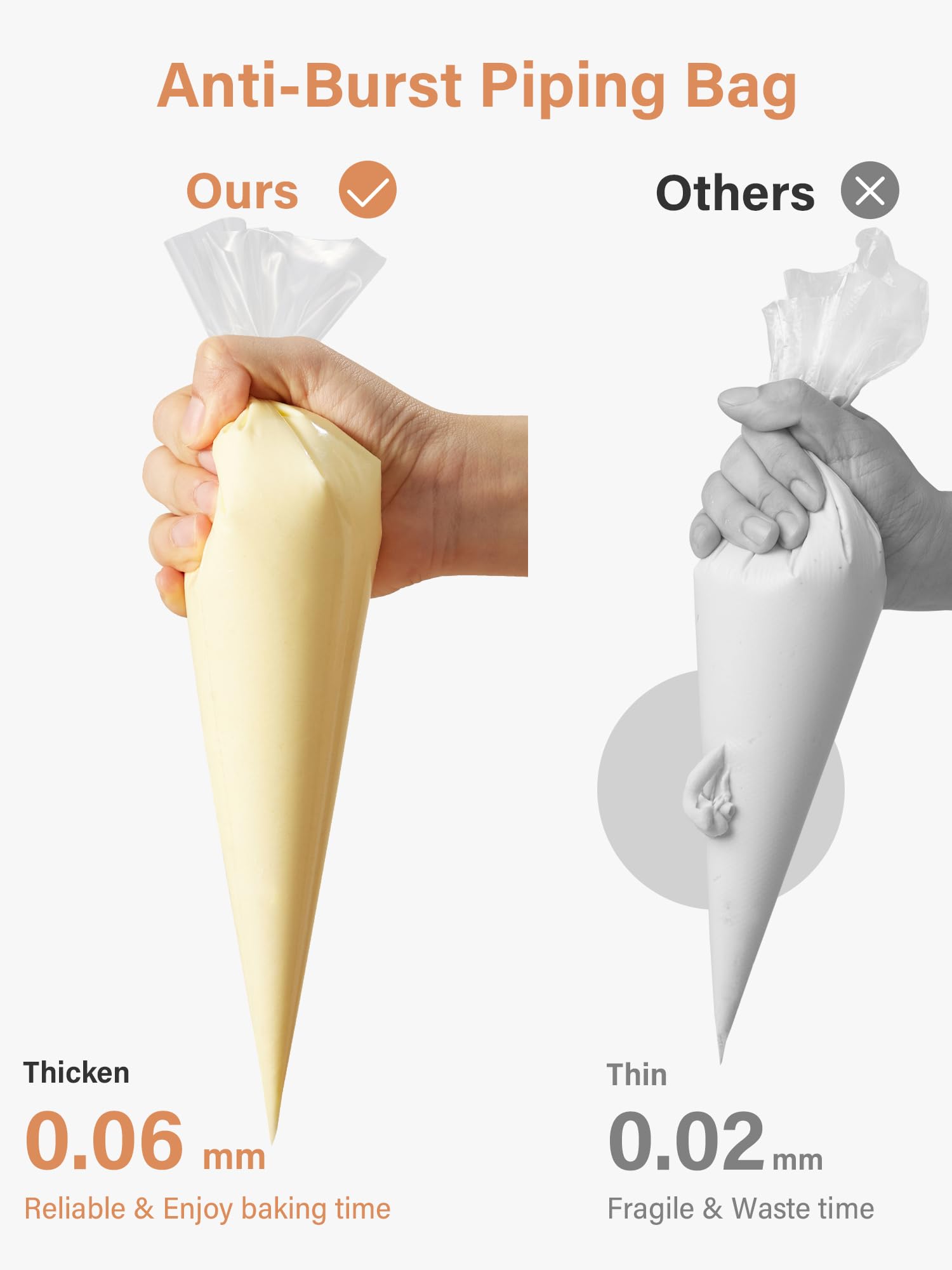 Kootek Piping Bags, Disposable Pastry Bags 16 Inch, 100 Pcs Anti Burst Large Icing Piping Bags for Cookie Frosting Cake Decorating Baking Supplies - Image 4