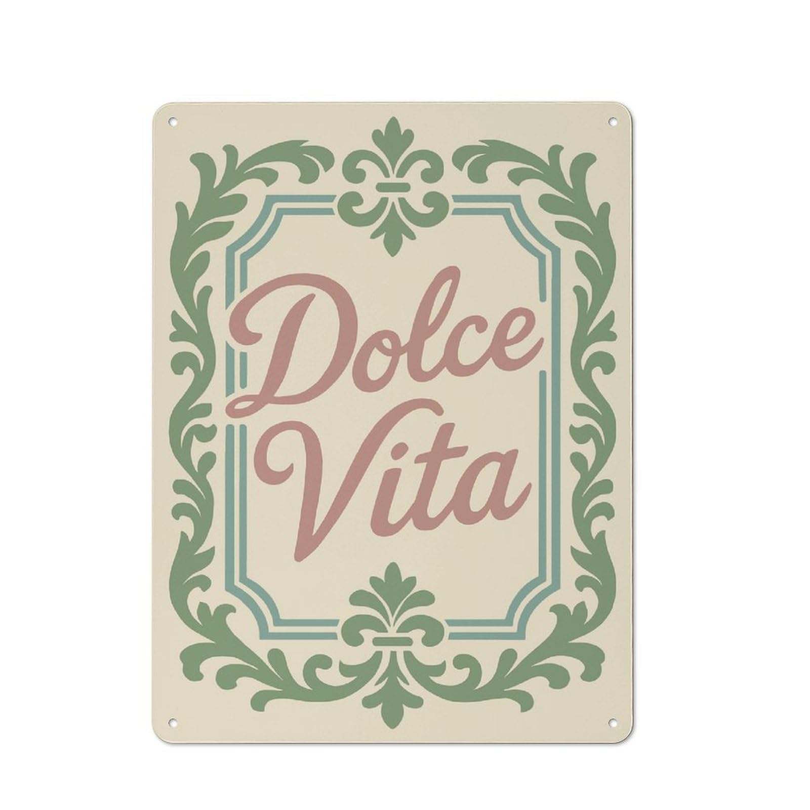 Junmoney Style-7 Shed Style Dolce Vita Text Art Tin Sign 40X30cm, Utility Space Decor For Greenhouse, Garden Room, Cafe Or Entryway