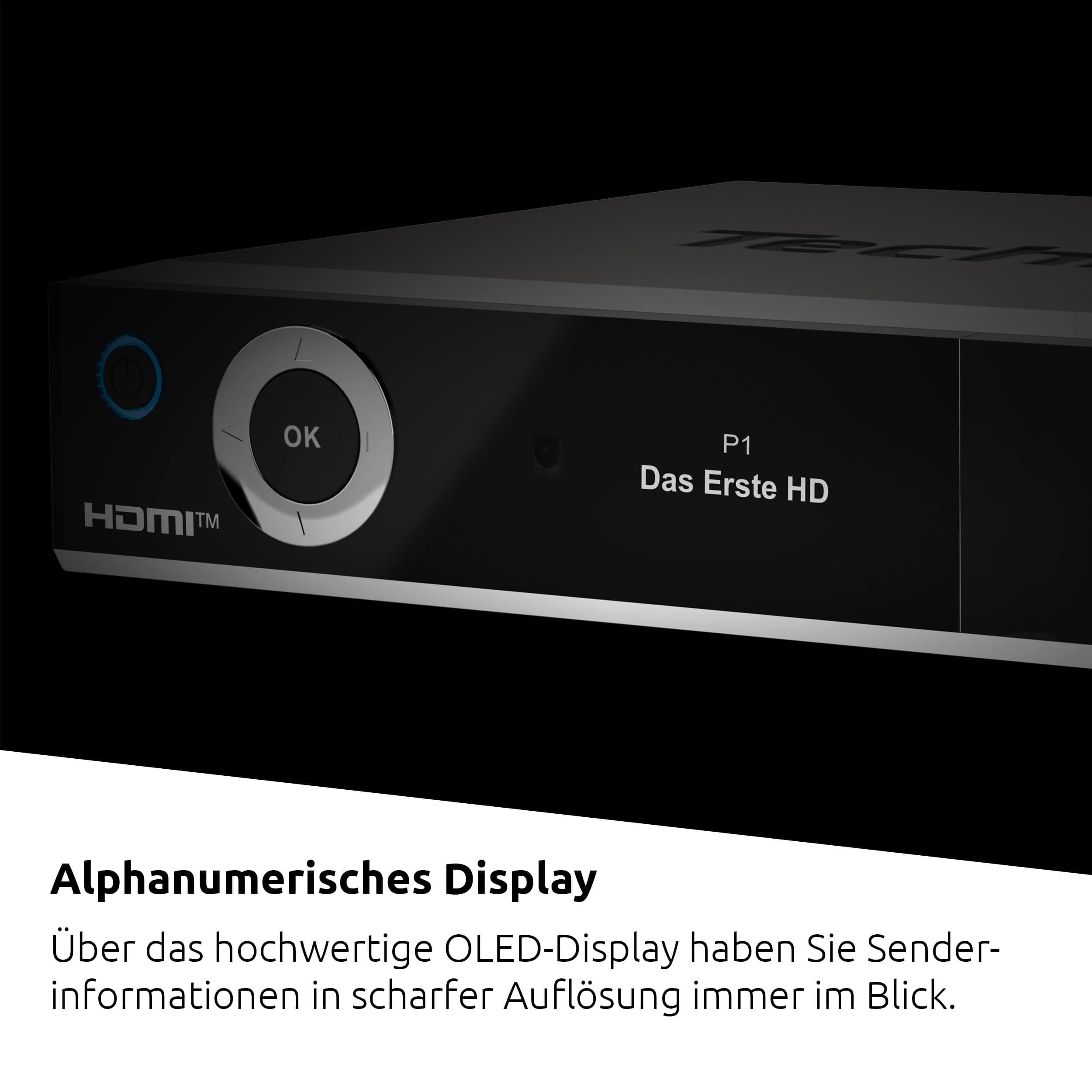 TechniSat DIGIPLUS UHD S2-4K Sat Receiver mit alphanumerischem Display und Twin Tuner (DVB-S/DVB-S2, HEVC, H.265, PVR Aufnahmefunktion, WLAN, LAN, CI+, USB, OLED) schwarz