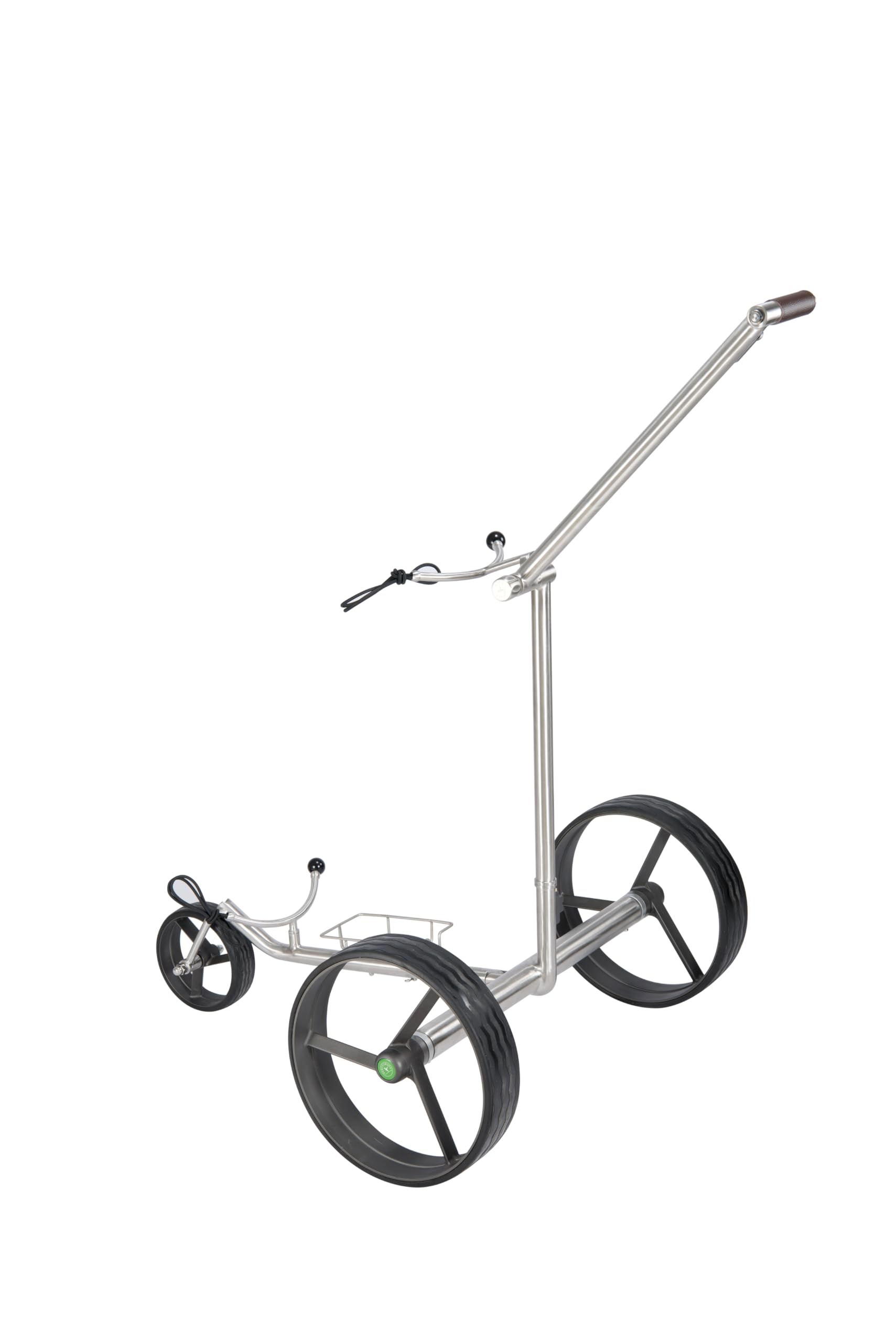 K3 Kolibri lago Edelstahl Lithium Elektrotrolley Golftrolley Golfcart in Titanoptik mit Drehrad-Steuerung und Fernsteuerung