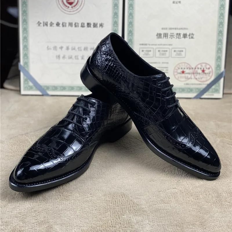 Authentic Crocodile Belly Skin Hand Stitched Businessmen Dress Shoes Genuine Alligator Leather Male Pointed Toe Brock Oxfords4