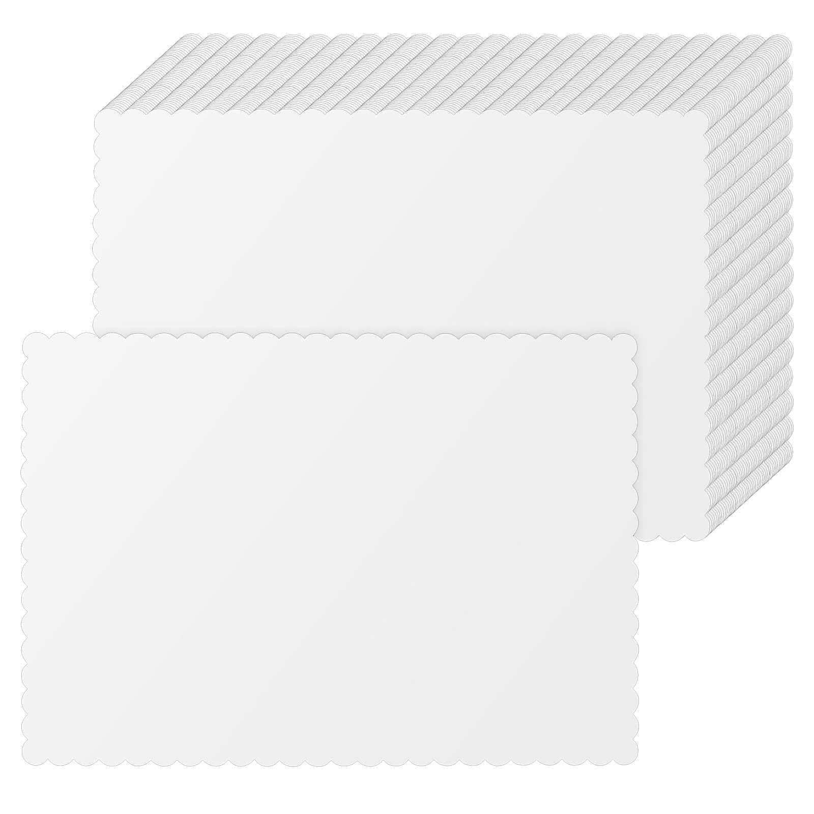 Sabary 400 manteles individuales de papel desechables de Navidad blancos de 14.6 x 10.2 pulgadas con borde ondulado, manteles individuales de papel a granel para invierno, Navidad, fiesta, en blanco