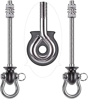 Dolibest Set of 2 Permanent Antirust Stainless Steel 304 Heavy Duty Swing Hangers, Playground Porch Yoga Seat,for Wood and Steel Beam Yoga Hammock Chair Punching 1500LB Capacity,180Â° Swing,9.64'