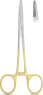 TC Mayo Hegar Needle Holder 6" Tungsten Carbide Inserts, Plasma Coated Needle Driver with Strong Lock, Serrated Jaws for Precise Suturing, Practicing & Fishing Autoclavable