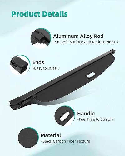 Miniatura 529 de SCITOO Cubierta de carga 2013 2014 2015 2016 2017 2018 compatible con Toyota RAV4 2.5L actualizado anti-mirón retráctil trasero maletero cubierta