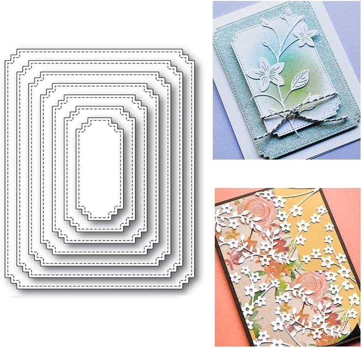 7Pcs Frame Metal Die Cuts,Rectangle Frame Cutting Dies Cut Stencils Card Paper Craft DIY Template Metal Cutting Dies Album Embossing Paper Dies for Card Making Scrapbooking