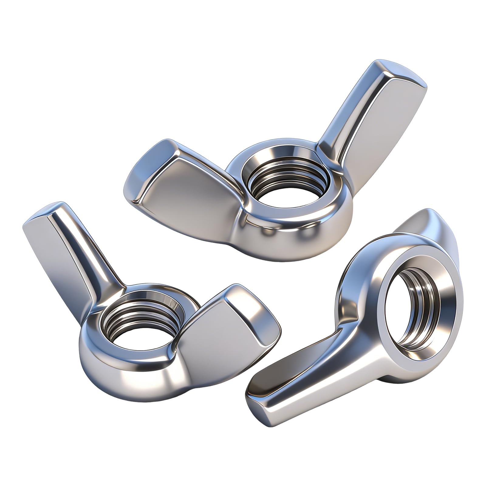 YOOZIYA 5 pcs Wing Nuts M10,Stainless Steel A2 304 Butterfly Wing Nuts,Silver Metric Hand Twist Tighten Fasteners Screws for Threaded Bolts,Furniture Decoration,DIY Tools