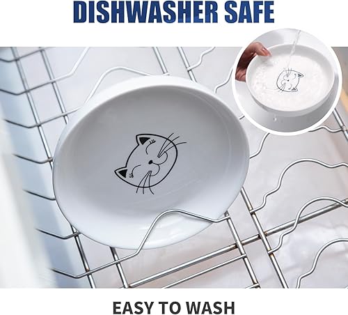 Miniatura 6 de Tazones de comida para gatos poco profundos, plato de cerámica para gatos de 5.9 pulgadas de ancho para gatos de interior, juego de platos