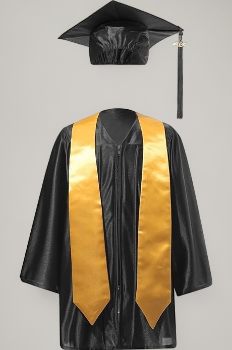 Kids Graduation Gown Costume Set with Cap and Stole for Convocation – Ideal for Boys and Girls – Perfect for School Events, Fancy Dress Competitions, and Role Play