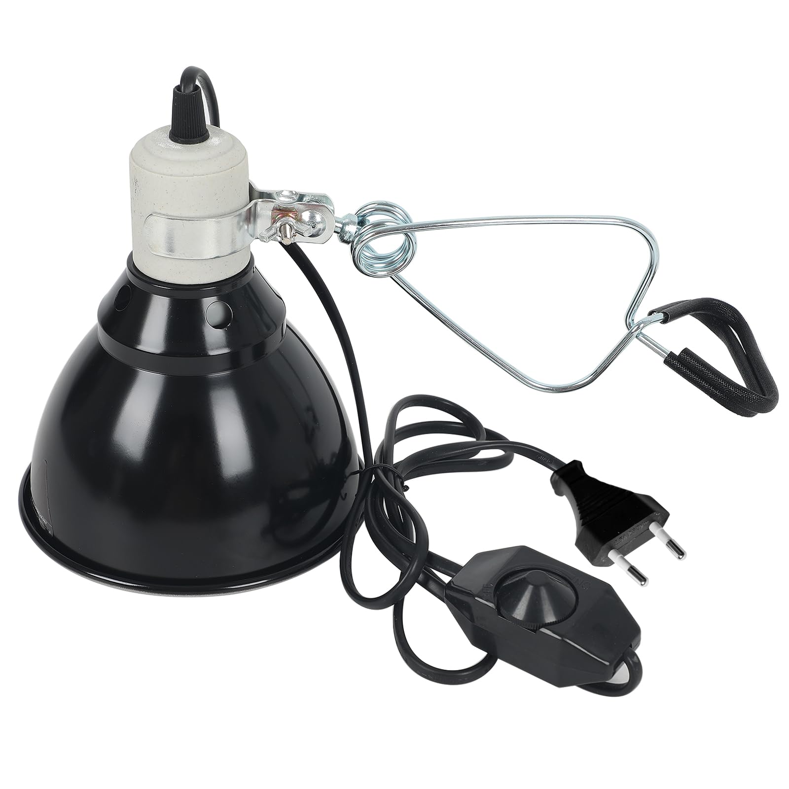 Uchwyt lampy grzewczej dla gadów, ceramiczna oprawka lampy UVA UVB z klipsem, regulacja temperatury, ogrzewany klosz dla gadów, żółwi, pająków, jaszczurek, węża