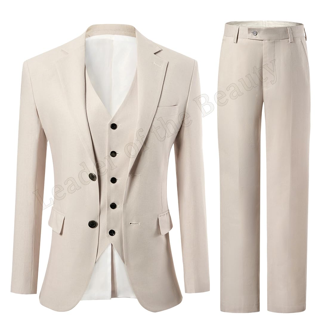 Traje de lino para hombre, 3 piezas, formal, de negocios, con solapas, para bodas, padrinos de boda, fiesta