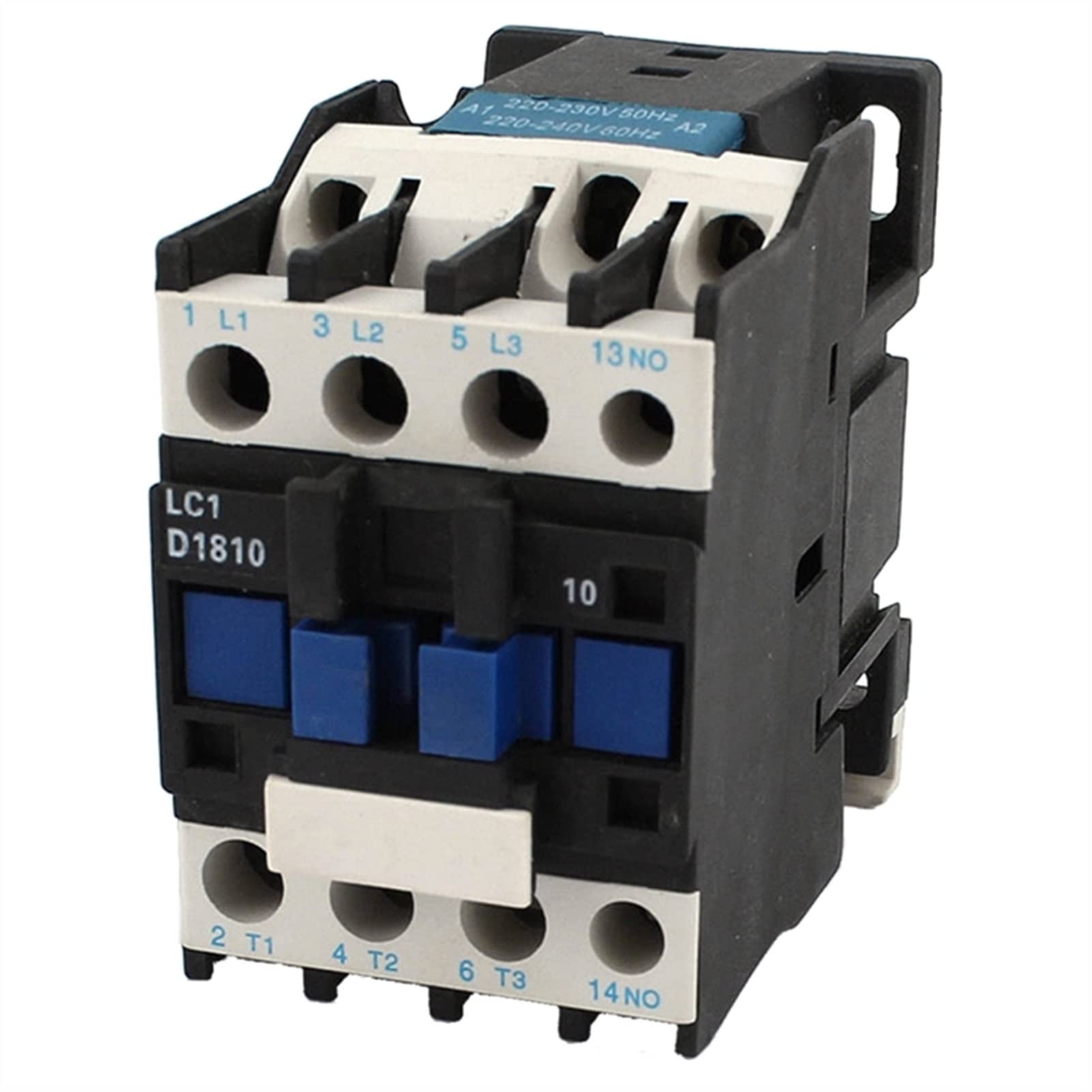 Contacteur AC220V Bobine 18a 3 Phases 1no 50/60Hz démarreur électronique Relais de démarrage LC1 D1810 Noir Industriel électrique Interrupteur de Commande