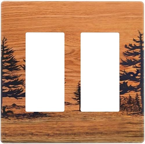 Miniatura 127 de Cubierta de Interruptor de Luz de Palanca de 1 Gang con Estampado de Bosque de Pinos Rústico Campestre, Cabaña Lodge Granero Bosque Forestal de