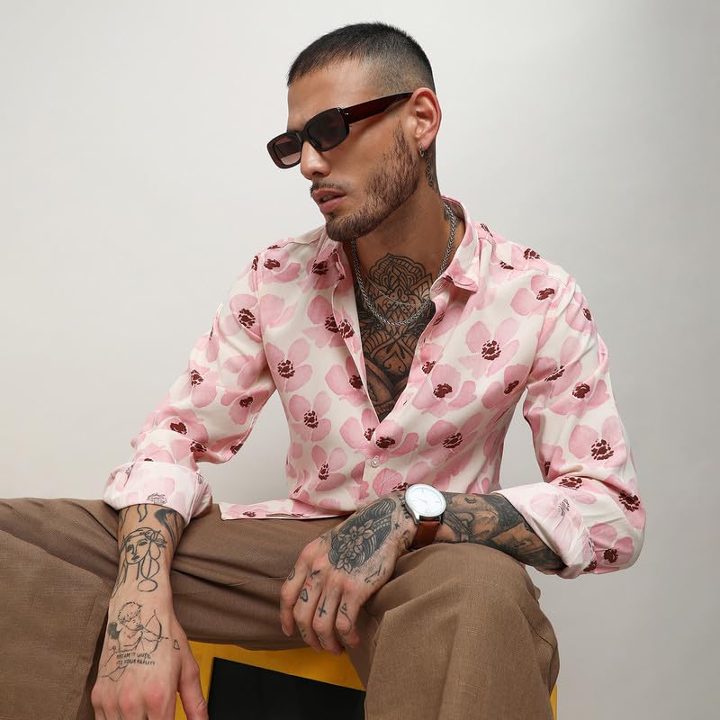 Image of CAHOOT Men's Shirt for Casual Wear |Regular Fit | Cotton Spread Collar Shirt Crafted with Regular Sleeve, Comfort Fit & High-Performance for Everyday Wear