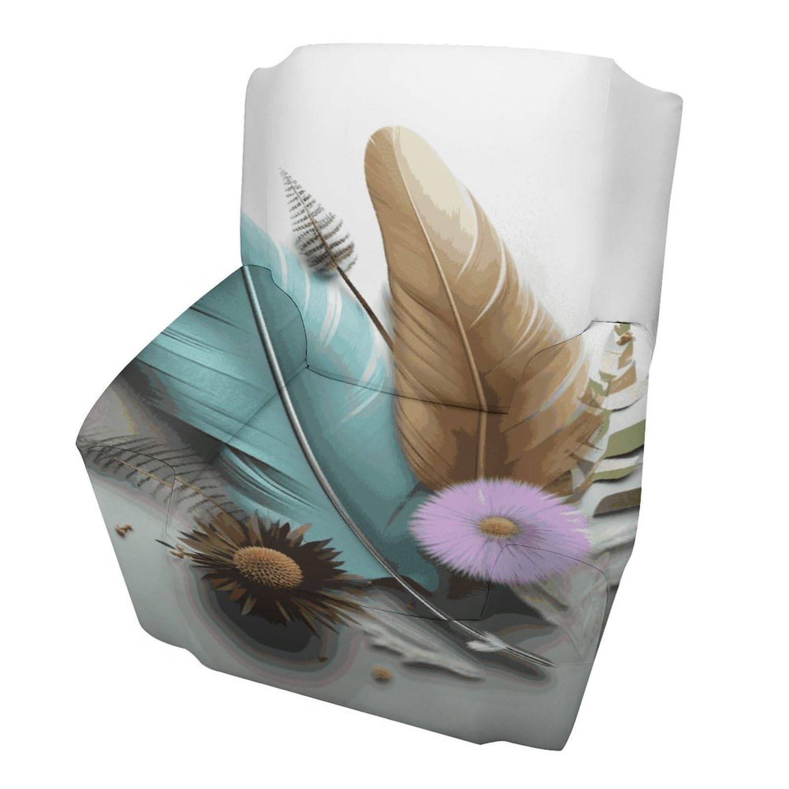 Fodpand Style Feather Flower Sofa Cover Soft 1 Seater Sofa Slipcover For Pets Washable,Couch Cover With Elastic Straps Furniture Protector