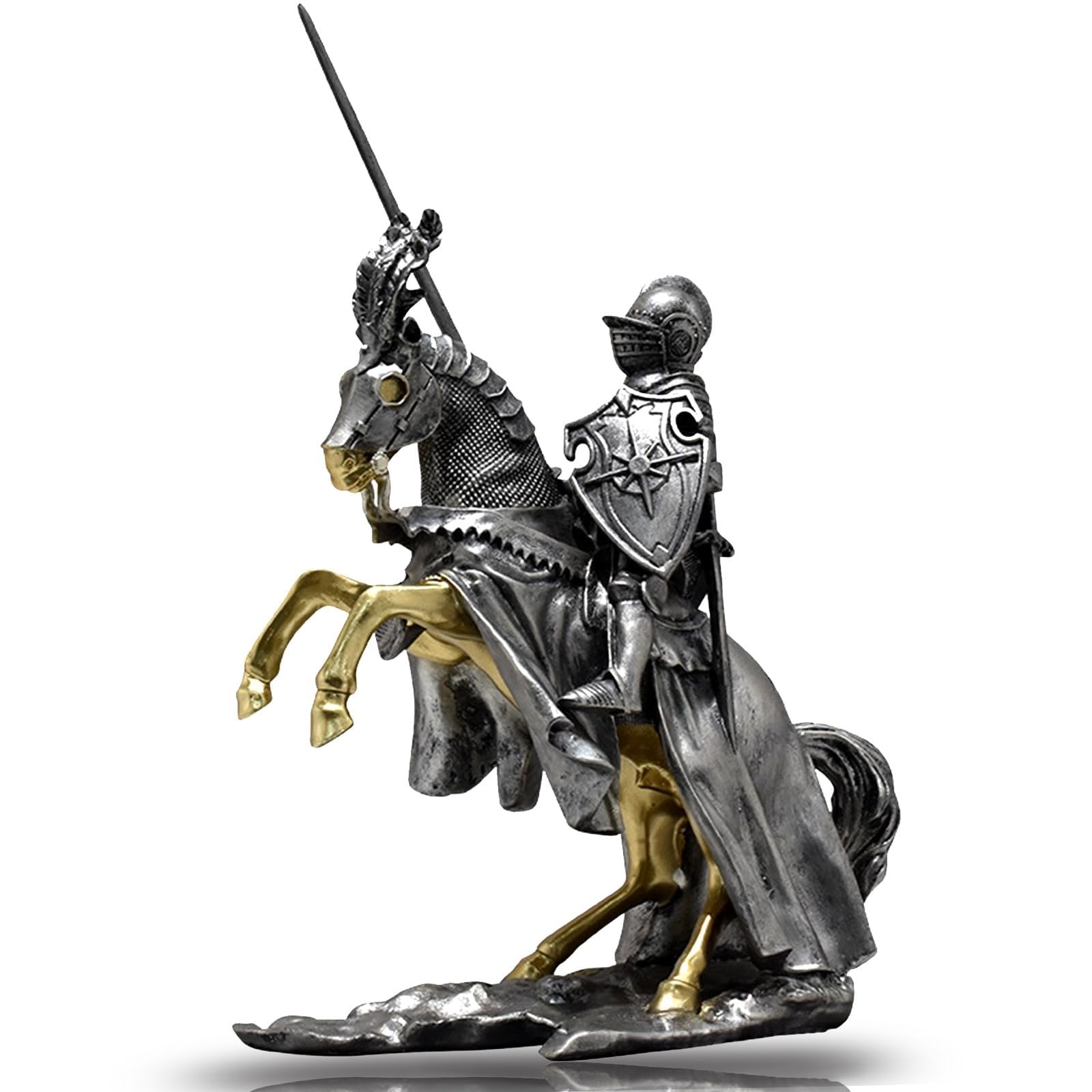 Figurka wojownika z brązu, z żywicy, 34 cm, kolekcja, legendarna średniowieczna rzeźba rycerza, szermierz, strażnik, wojownik, kolekcja prezentów do domu, biura