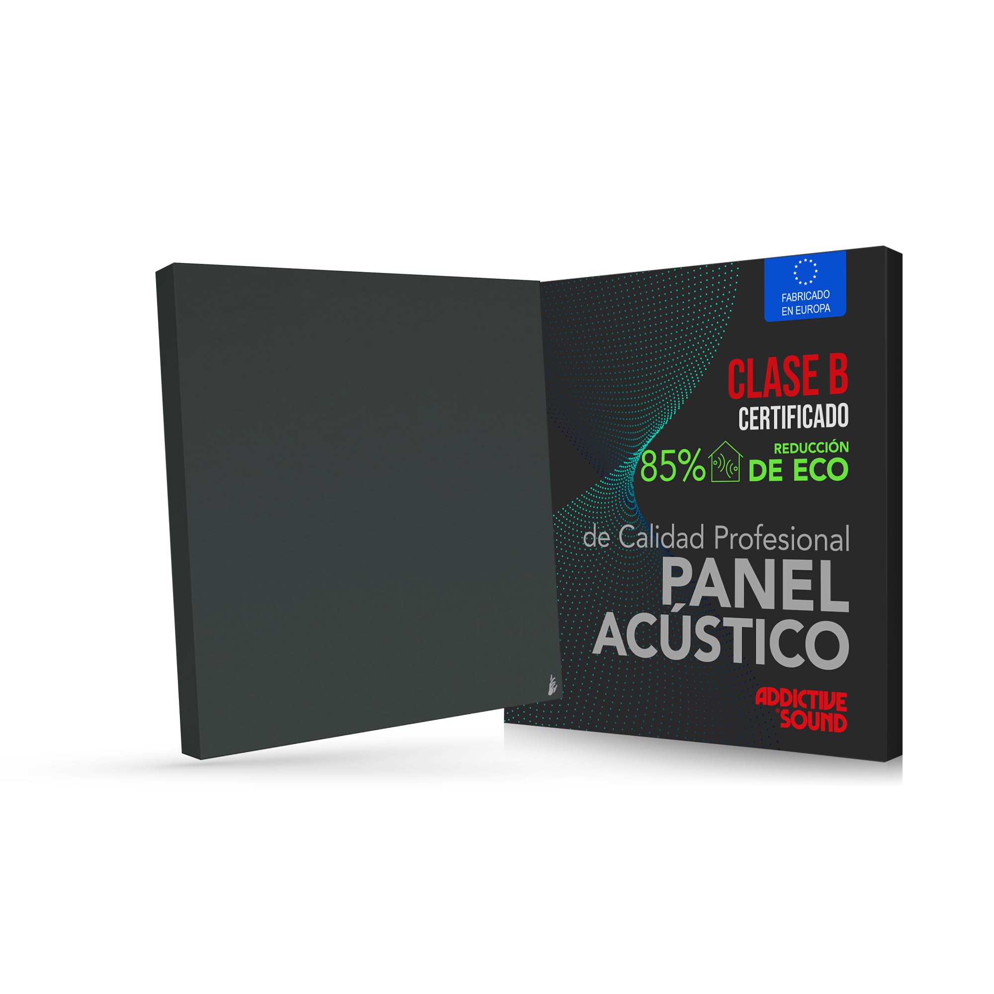 Addictive Sound Panel Acústico Pared Premium, panel acústico calidad de estudio con lana acústica, Clase B de absorción, producido en la UE, kit pared/techo, 50x50x6 cm, 2.5 kg, Antracita