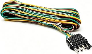 25ft 4 Wire 4-Flat Trailer Light Wiring Harness Extension Kit, Trailer Wiring Harness with 18 Gauge White Ground Wire for Trailers O-016