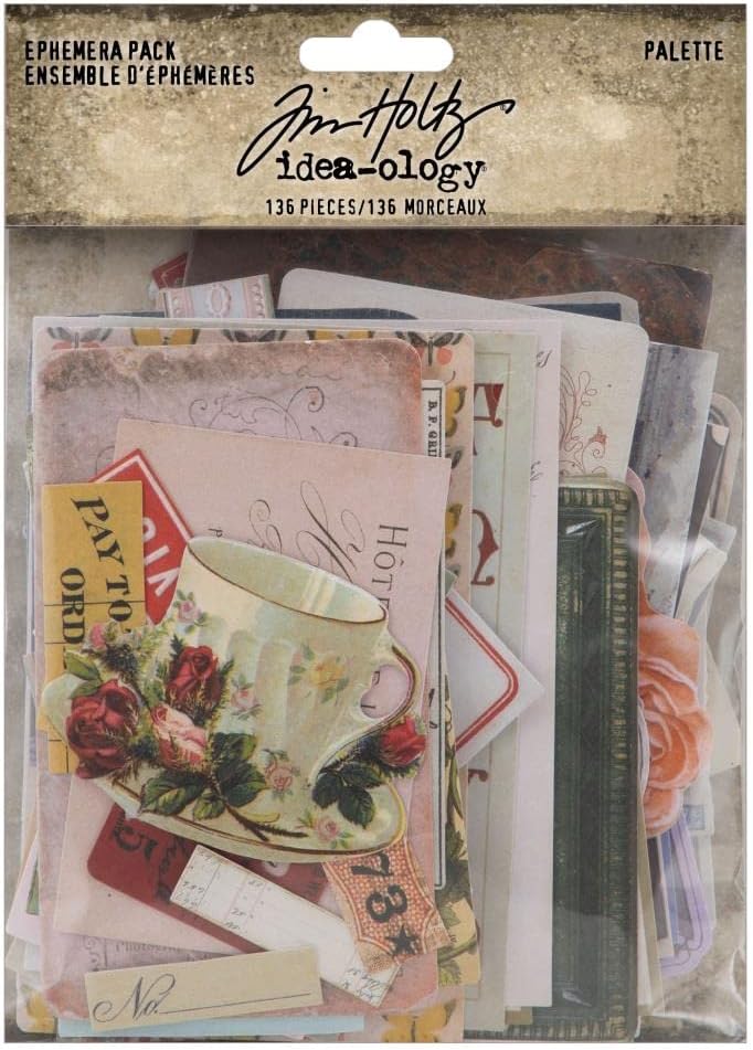 Tim Holtz Idea-Ology 2023 Palette Ephemera Pack & Organic Layers - 2 Item Bundle