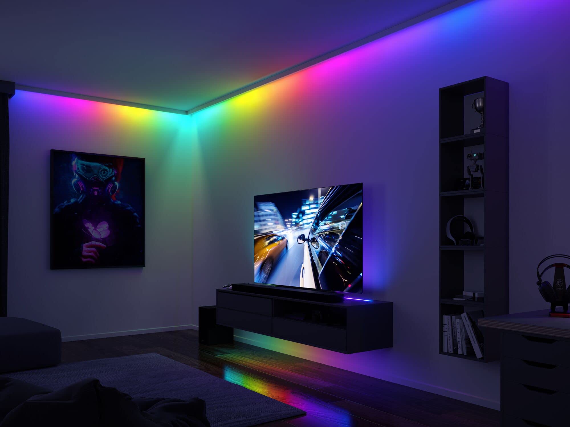 Paulmann 78888 Strip LED Dynamic Set 5m Dynamic Rainbow RGB IP20 12V CC incl. 1x10,5W, regulable, tira de luces, blanco, plástico