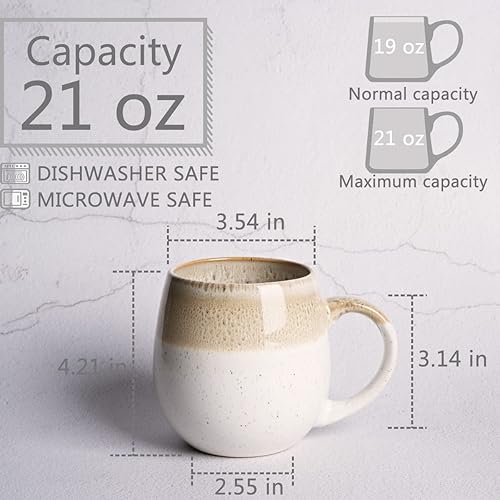 Miniatura 2 de Bosmarlin Taza grande de café de cerámica, 21 onzas, taza de té grande para oficina y hogar, apta para lavavajillas y microondas (arcilla)