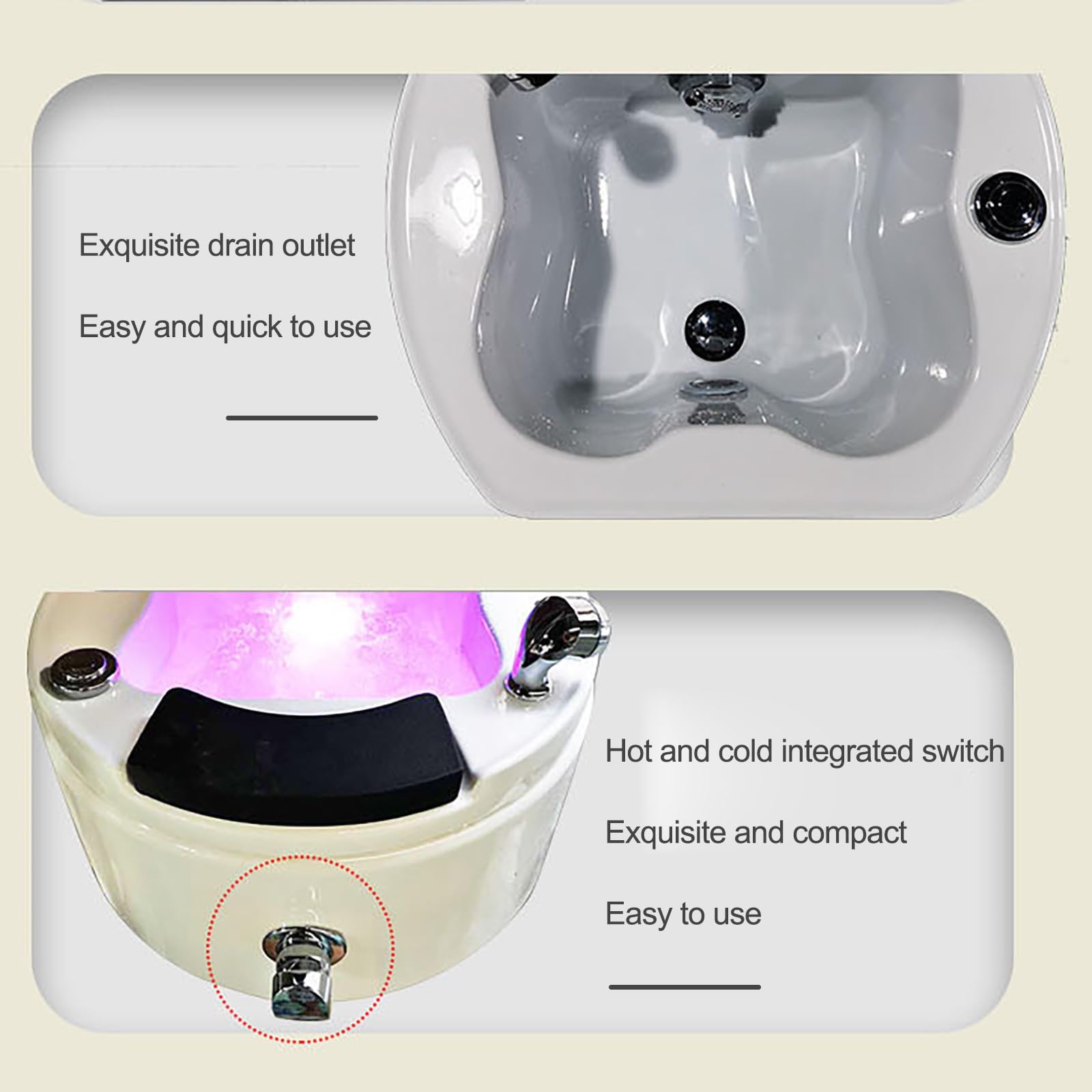 Akrylowa wanna stóp spa kąpiel stóp pedicure miska pedicure wanna spa z masażem kolorowa lampa i regulowana temperatura, dla stóp relaks stres