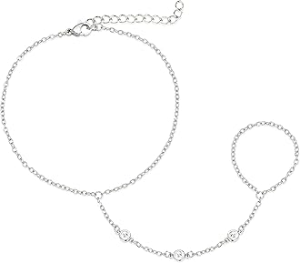 Silver Hand Chain Bracelet for Women, Ring Bracelet Hand Chain Dainty Finger Ring Slave Bracelet Silver Hand Jewelry for Women Trendy