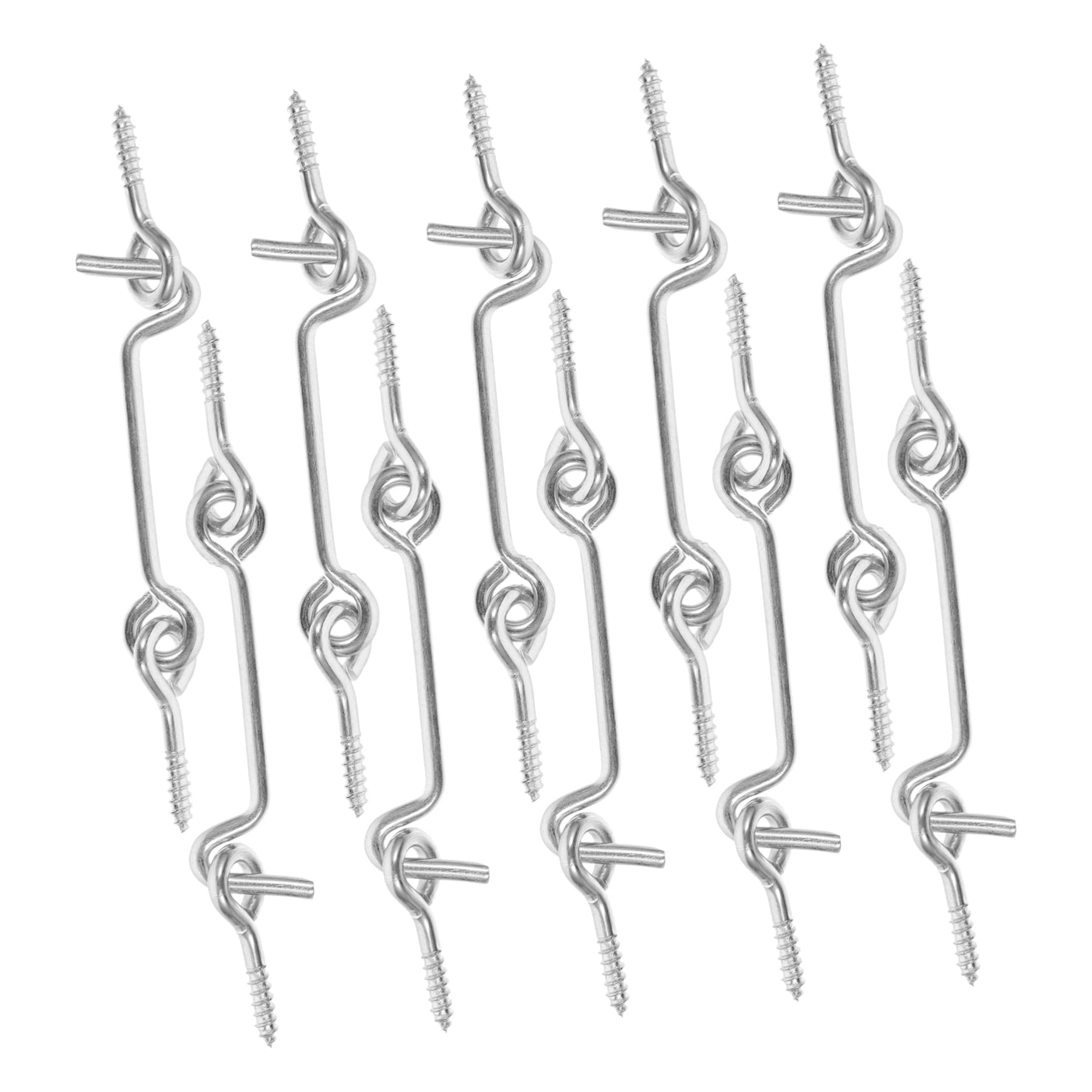 Mikikit 10 Sets Window Door Hook Wind Hook Sliding Barn Door Latch Window Hook Door Latches Window Locks Barn Door Hook Swivel Hooks Door Hook Lock Hook and Eye Latch Carbon Steel Silver