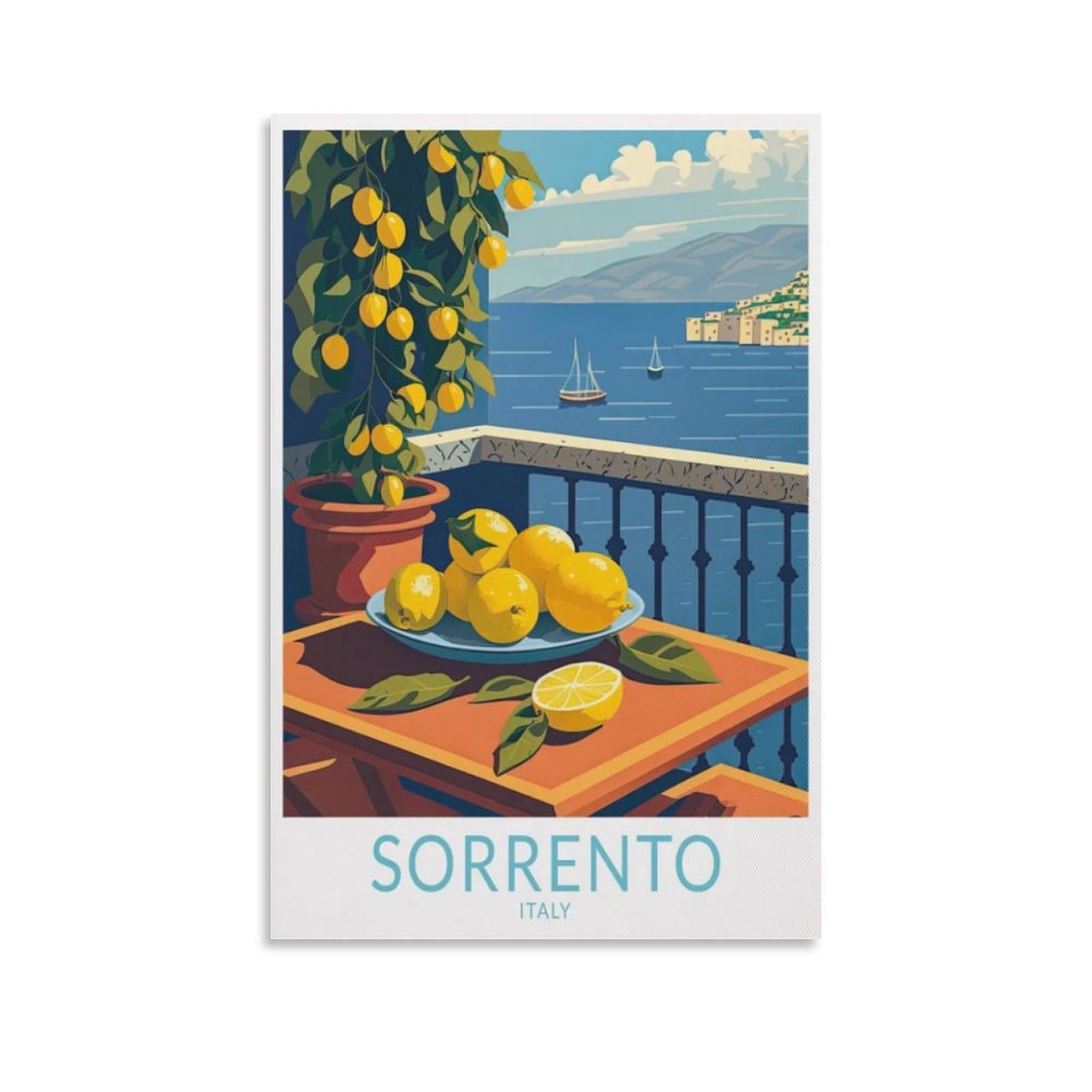 Meidai Unframe-Style Sorrento Italy Vintage Travel Posters Mountain 16X24inch(40X60cm) Wall Art Picture Print Canvas Art Poster Modern Family Bedroom Decor Posters
