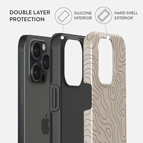 Miniatura 2 de BURGA Funda para teléfono compatible con iPhone 15 PRO MAX  Carcasa rígida híbrida de 2 capas + funda protectora de silicona  Patrón minimalista
