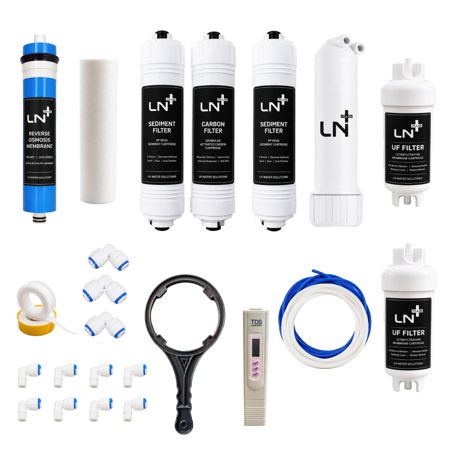 Complete 80 GPD RO Water Purifier Service Kit with RO Membrane, Dual Sediment Filter, Carbon Filter, Dual UF Membrane, TDS Meter & Installation Accessories-image-35