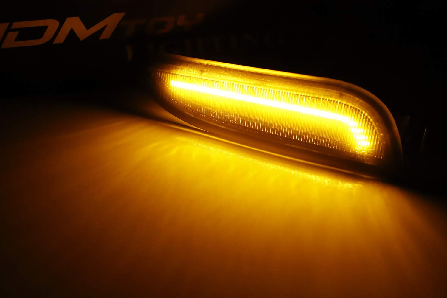 iJDMTOY Clear Lens Amber Full LED Bumper Side Marker Light Kit Compatible With 2003-2009 Mercedes W209 C209 CLK-Class Coupe, Powered by 30-SMD LED, Replace OEM Front Sidemarker Lamps
