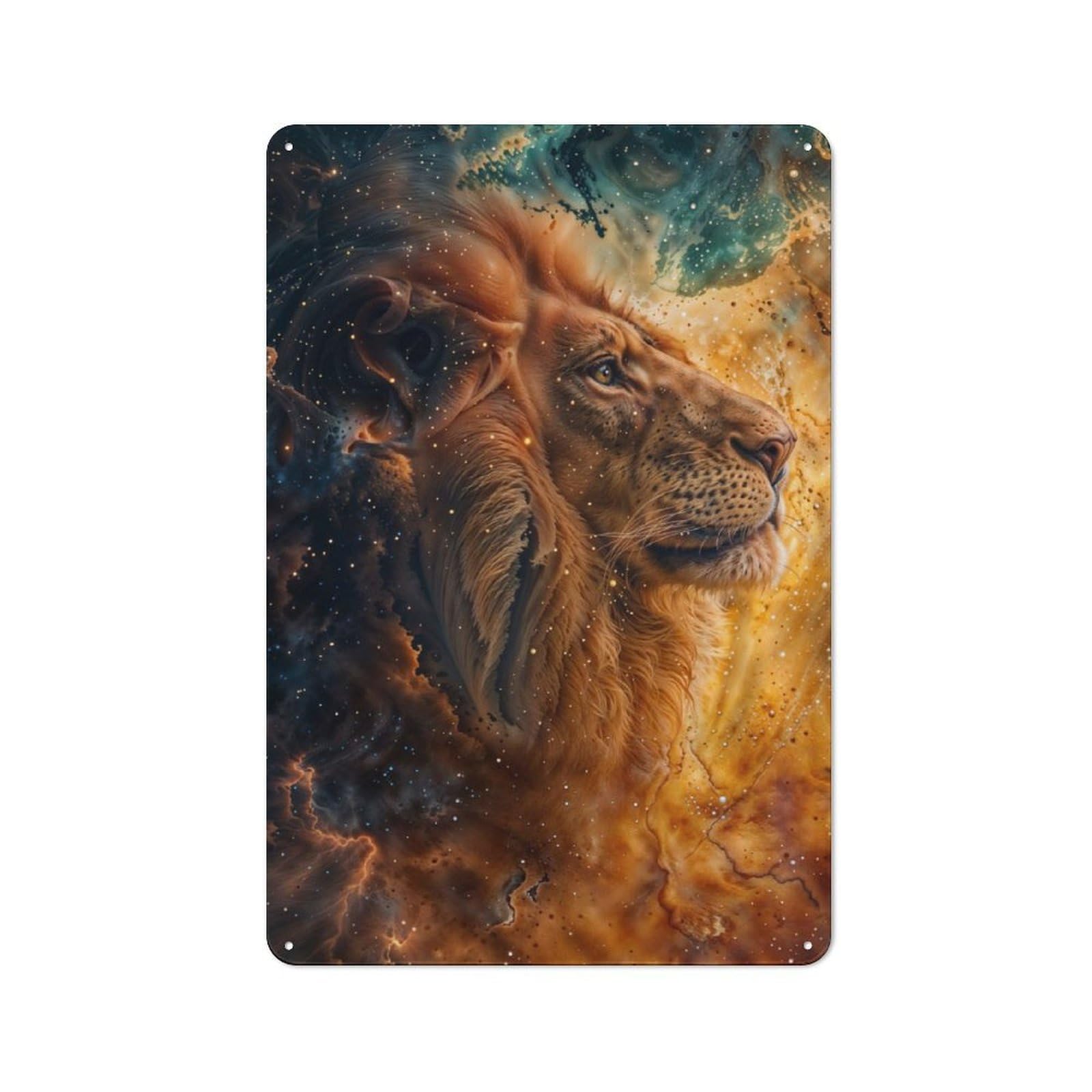 Junmoney Cosmic Abstract Lion Tin Wall Plaque 30X20cm With For Home Bar Wall, For Hosts Who Enjoy Retro Interiors