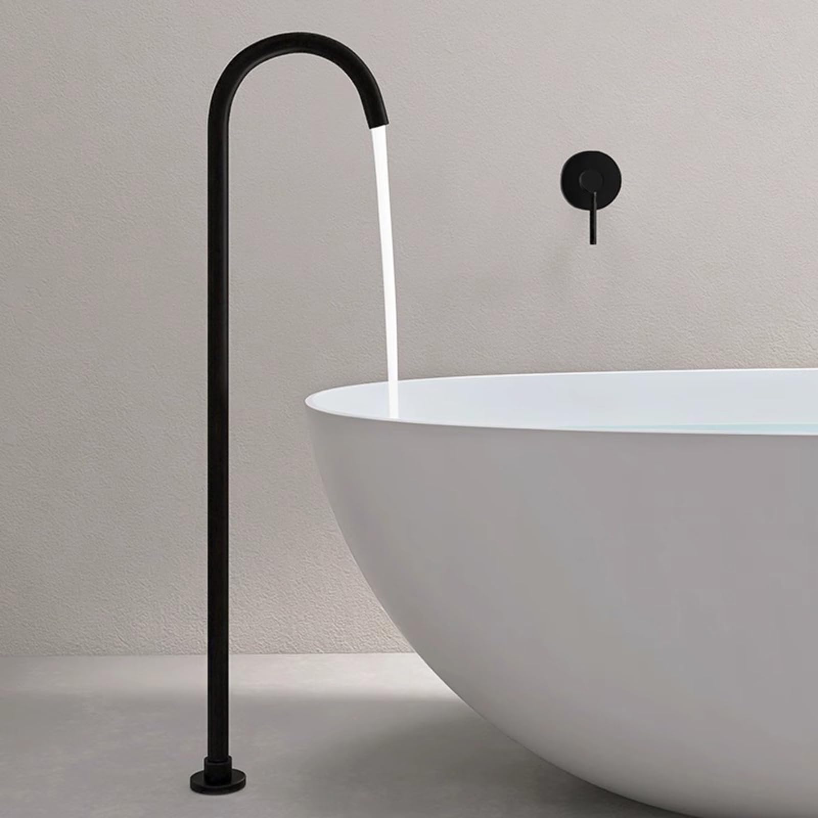 ZQFHSX Stand Alone Tub Faucet Floor Mount Single Hole Gooseneck Freestanding Bathtub Handle