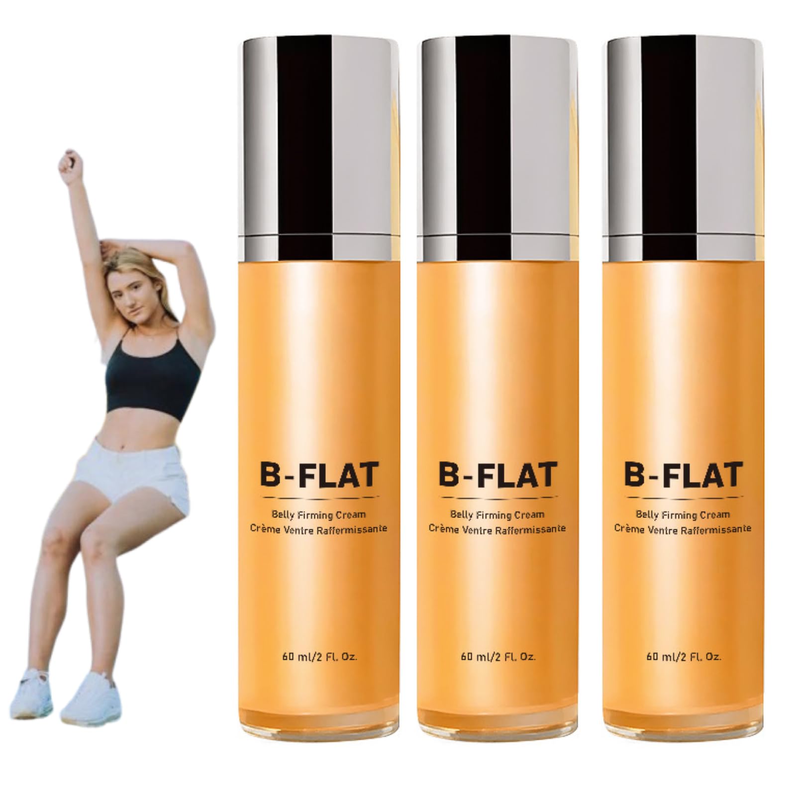 JioqoLeAZ B Flat Belly Firming Cream, Skin Tightening Cream For Cellulite, Fades Stretch Marks, Firms Tummy Skin, Smooths Stretch Marks (3pcs)