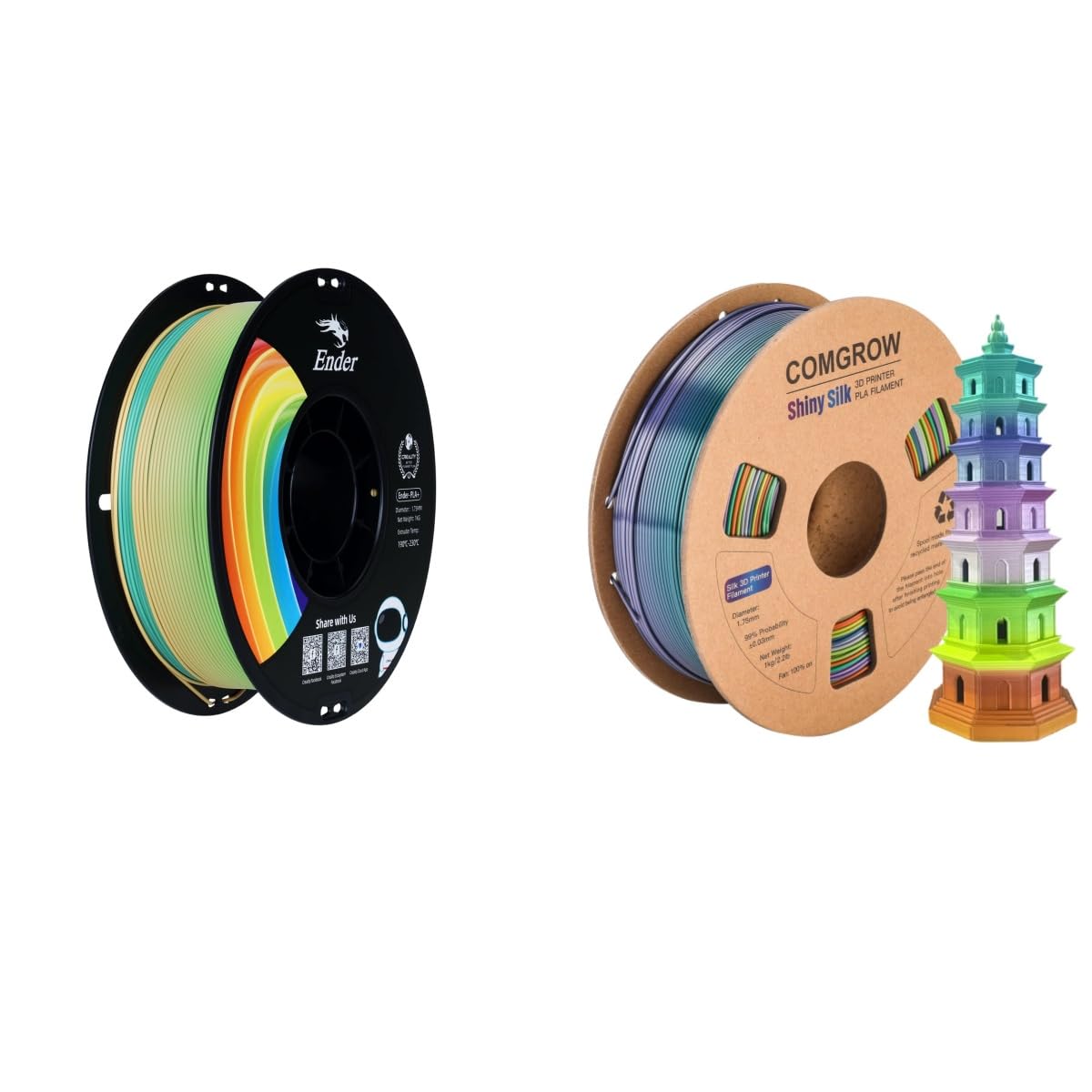 PLA 3D Printer Filament, 3D Printer PLA Filament 1.75mm 1KG Spool PLA Rainbow and Rainbow Colors Silk PLA 3D Printer Filament 1KG