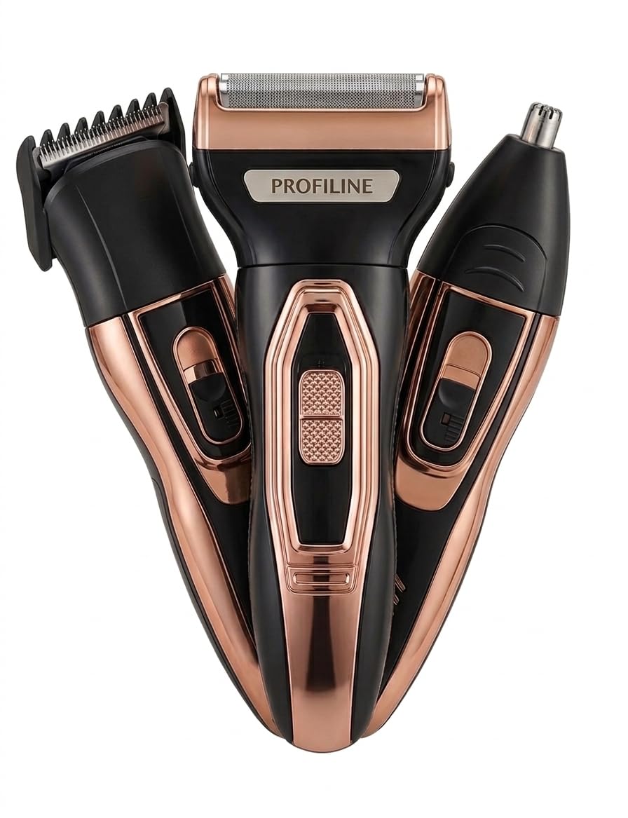 Veentus Professionals Design 3 In 1 Perfect Shaver,Hair Clipper And Nose Trimmer Rechargeable Beard And Moustaches Hair Machine And Trimming With Cord And Without Cordless Use.,Men, Black