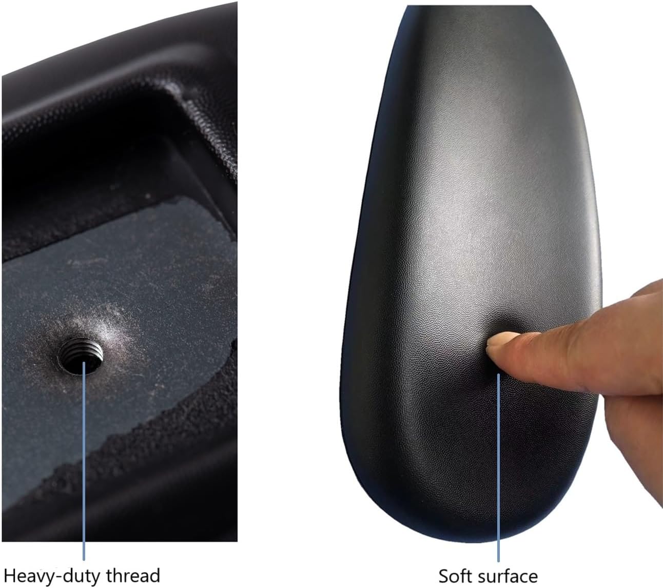 Office Chair Armrest Replacement, PU Arm Pads Caps, Univeral 4" Mounting Hole, (Set of 2) Black with Screws Washer and Wrench