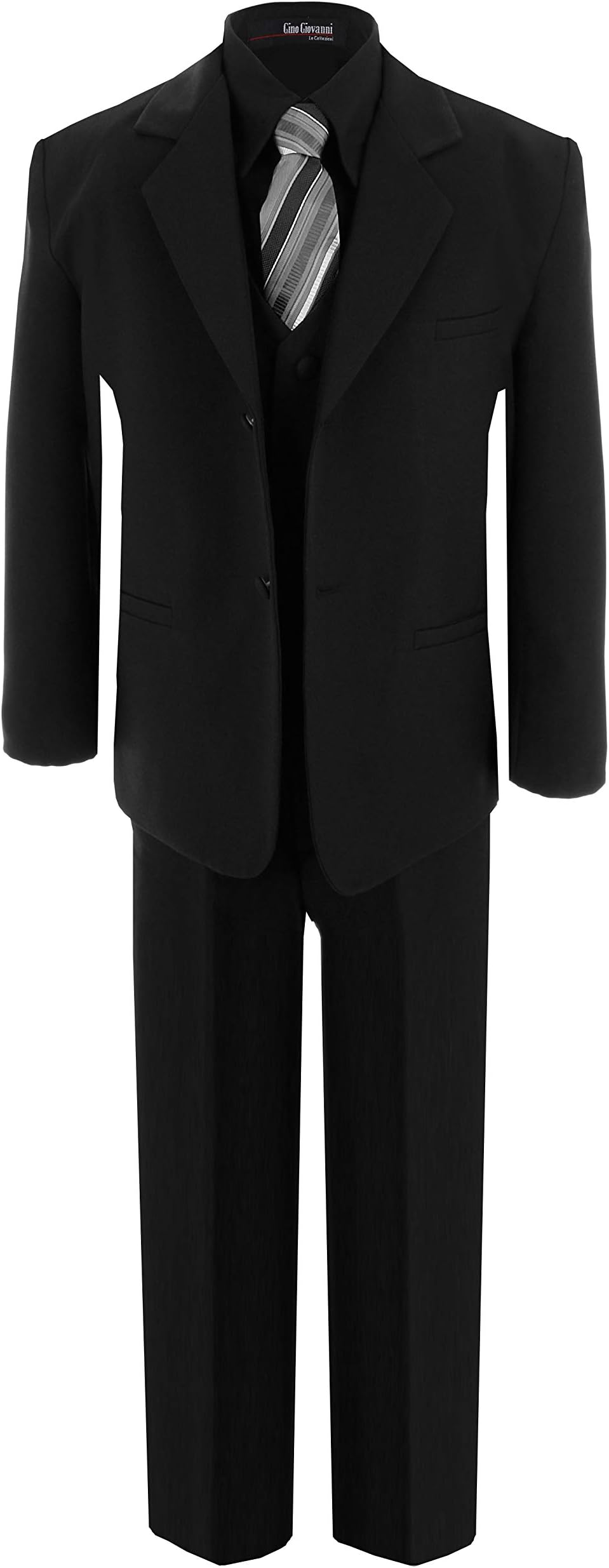 Gino GiovanniBaby Boys Formal Dress Suit W/Black Shirt and Silver Tie