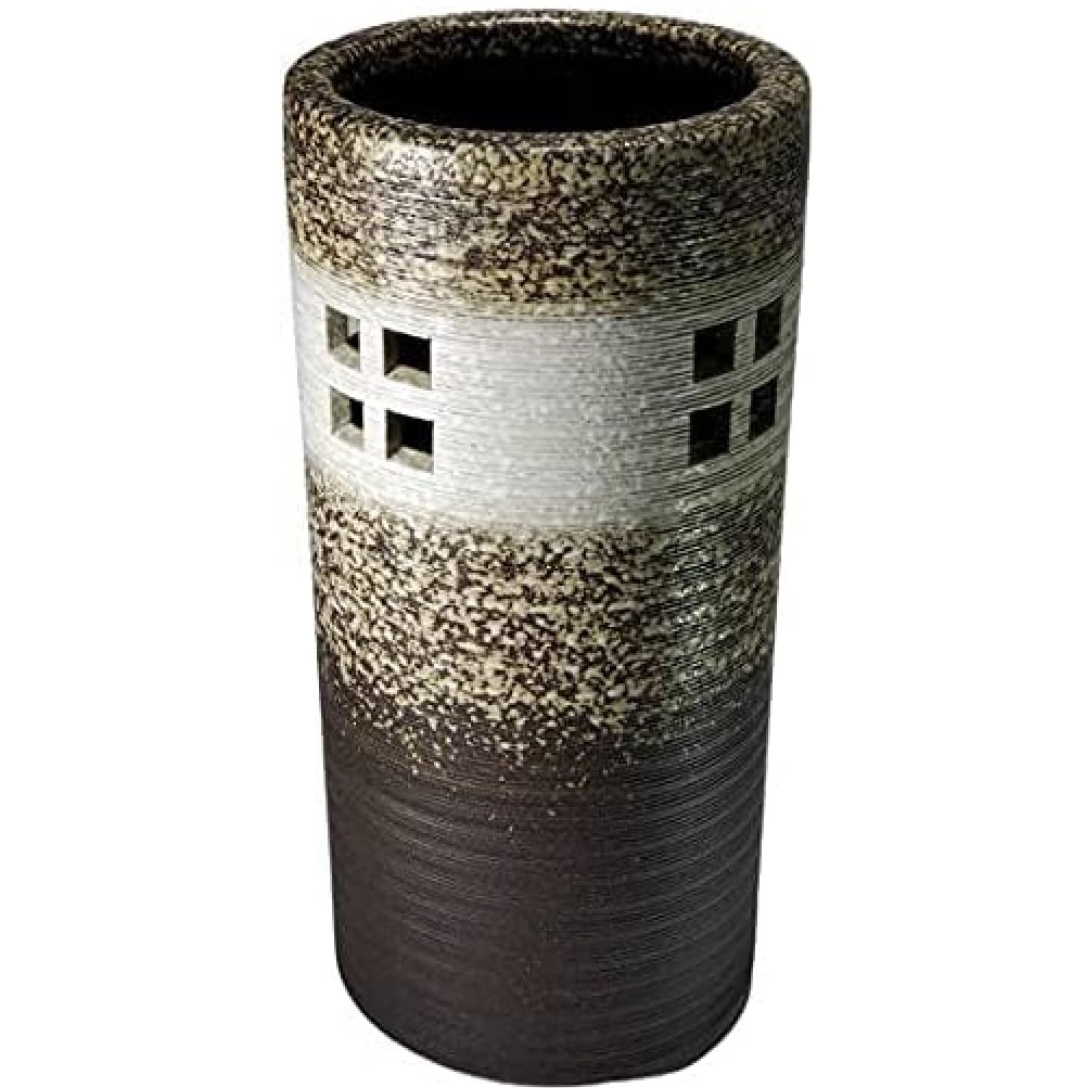 Amazon｜信楽焼 傘立 全高46cm×幅21.5cm (白窯変格子彫)｜傘立て