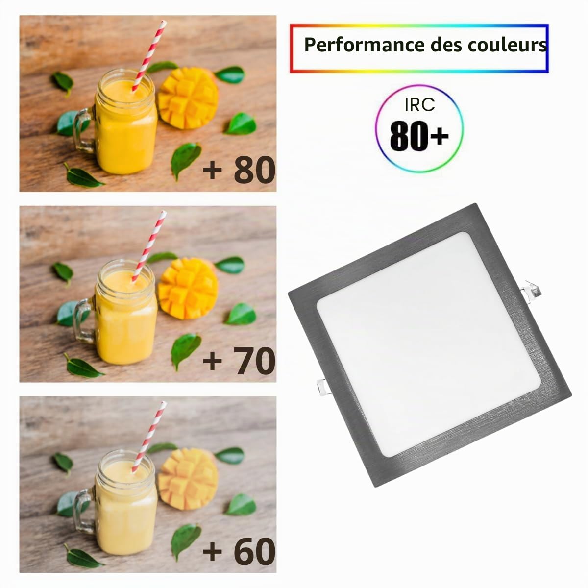 JANDEI - Downlight LED Spot Encastrable Carré 220V acier 18W Blanc Neutre 4200K. Parfait pour la chambre, Couloir, Bureau, Cuisine, Salon.